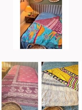 Set of 3 kantha blankets